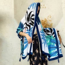 New arrival fashion women print holiday high quality beach shawl soft outdoor natural silk sun protection big scarf 2024 - buy cheap