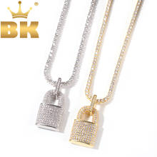 THE BLING KING Full Iced Out Micro Bling Cubic Zirconia Lock Pendants Tennis Chain Necklace For Men Charm Hiphop Rapper Jewelry 2024 - buy cheap