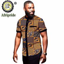 2020 african men clothing dashiki top print shirt short sleeve summer casual blouse ankara fabric bazin riche AFRIPRIDE S1912005 2024 - buy cheap