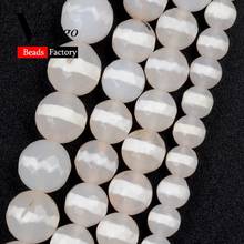 Contas de pedra de oração dzi ágata, natural facetado branco, para fazer joias, acessórios de joias espaçadoras de 6/8/10mm 2024 - compre barato