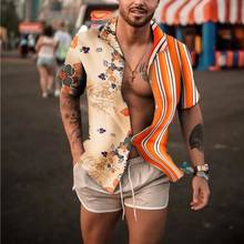 Homens impressão cardigan manga curta camisa respirável manga curta solto botão blusa praia havaiano férias camisas masculino 2024 - compre barato