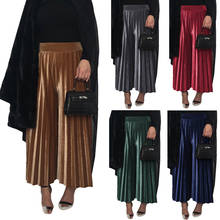 Бархатные Широкие штаны, свободные, высокая талия, труба, Faldas Mujer Moda, плиссированные мусульманские штаны, Рамадан, вечерние, исламские, Jupe Longue Femme 2024 - купить недорого