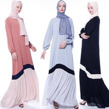 Abaya Women Patchwork Long Sleeve Maxi Dress Muslim Cocktail Party Loose Kaftan Jilbab Robe Arab Islamic Clothing Middle East 2024 - buy cheap