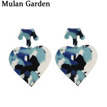 M & g-brinco em acrílico azul com coroa, pingente com ácido acético, formato de coração, leopardo, em resina 2024 - compre barato