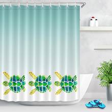 Tela impermeável da cortina do banho das crianças do poliéster da tela do banheiro do poliéster do teste padrão pequeno bonito da tartaruga com gancho 2024 - compre barato