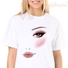 Женская футболка с рисунком ресниц, летняя хлопковая футболка с коротким рукавом и забавным графическим принтом, белая футболка, Женская Повседневная футболка Poleras Mujer 2024 - купить недорого