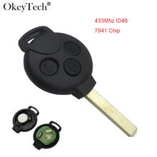 Okeytech-llave remota de coche con Chip ID46, 3 botones, 433MHZ, para mercedes-benz Smart Fortwo 451, 2007, 2008, 2009, 2010, 2011, 2012, 2013 2024 - compra barato