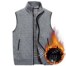 Зимний шерстяной свитер для мужчин, жилет без рукавов Вязанный жилет для мужчин, теплый флисовый свитер размера плюс, 2020 2024 - купить недорого
