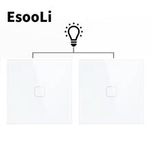 EsooLi-Interruptor táctil de pared para casa inteligente, Panel de cristal de lujo, estándar europeo, 1 entrada, 2 vías, impermeable e ignífugo 2024 - compra barato