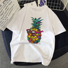 Футболка женская белая, с принтом ананаса, в стиле Харадзюку, винтажная, 2020, женская летняя футболка 2024 - купить недорого