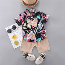 New baby boy suit short sleeve printed shirt + casual pants summer cotton suit 01234 years old baby clothes 2024 - buy cheap