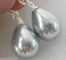 Free Shipping  fashion beautiful Grey Shell Pearl Drop Earrings 12X16mm 2024 - buy cheap