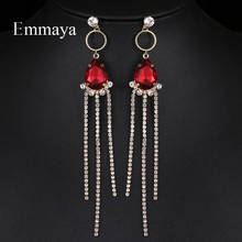 Emmaya New Sparking Waterdrop AAA Zirconia Elegant Long Earring WIth Tassels And Round Stones For Women First Choice In Party 2024 - buy cheap