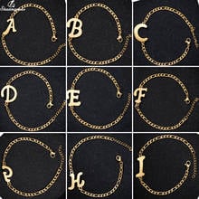 Shuangshuo-pulsera de acero inoxidable para hombre y Mujer, brazalete con abalorio dorado con letras iniciales, joyería con nombre y personalidad 2024 - compra barato