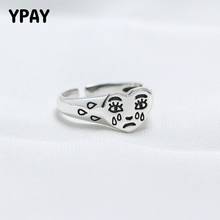 Ypay-anel de prata esterlina 925 sólida, novlety, face aberta, anel retrátil, joias finas, ymr772 2024 - compre barato