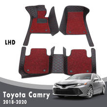 Tapete de couro para toyota camry 8th xv70 2020 2019 2018, carpete automotivo luxuoso com dupla camada de fio 2024 - compre barato