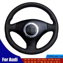Car Steering Wheel Covers Black Genuine Leather For Audi A2 8Z A3 8L Sportback A4 B6 Avant A6 C5 A8 D2 TT 8N S3 S4 RS 6 Braid 2024 - buy cheap