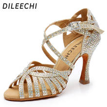 DILEECHI Women Party Dance Shoes GLITTER Shining rhinestones Soft Bottom Latin Dance Shoes Woman Salsa Dance Shoes heel5CM-10CM 2024 - buy cheap