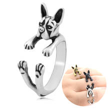 1 peça hippie 3d boston terrier cão anillos amor anel homens boho bronze junta cão anel masculino casal anéis para jóias femininas 2024 - compre barato