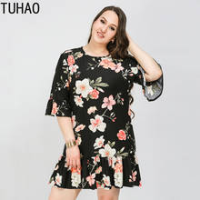 TUHAO 2020 Floral Print mother mom Women Dress Vintage Loose Female Dresses Elegant plus size 8XL 7XL 6XL Ladies Dresses WM54 2024 - buy cheap
