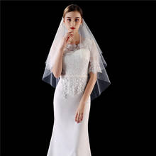 Véu de casamento com 2 camadas, véu de noiva com pente, acessórios de casamento 2024 - compre barato