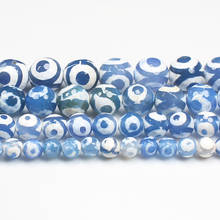 Faceted Blue 3eyes 6-12mm Dzi agates Round Beads 14.5"For DIYJewelry making! Mixed wholesale for all items ! 2024 - buy cheap