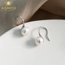 ASHIQI Natural Freshwater Pearl Drop Earrings Real 925 Sterling Silver Jewelry For Women 2024 - buy cheap