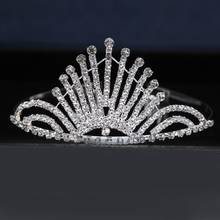 Wedding Elegant Bridal Silver Crown Tiaras With Comb Gift Charming Diamond Hairband Crystal Headdress Party Brooch Crown HG02 2024 - buy cheap