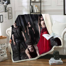 O vampiro diários 3d impresso velo cobertor para camas caminhadas piquenique colcha grossa colcha sherpa lance cobertor estilo-5 2024 - compre barato