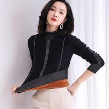 2020 New Winter Warm Thick Velvet Glitter Ruffle Sweater Pullover Women Knit Half Turtleneck Sweater Women Jumper Casual Tops 2024 - compra barato