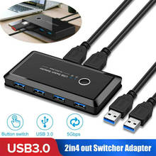 Переключатель USB 3,0, переключатель, 2 порта, ПК, совместное использование 4 устройств USB 2,0 для клавиатуры, мыши, сканера, принтера, Kvm-коммутатора, концентратора 2024 - купить недорого