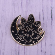 Quartz moon magic flower pin black Gothic art decor magic lovers gift 2024 - buy cheap