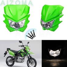 Green Super Motorcycles Headlight 12v 35w Motocross Head Lamp Universal For Kawasaki  KX KLX KSR KLR KLE ZZR KDX 250 450 650 2024 - buy cheap