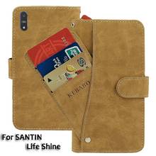 Vintage Leather Wallet SANTIN Life Shine Case 6.08" Flip Luxury Card Slots Cover Magnet  Phone Protective Cases Bags 2024 - buy cheap