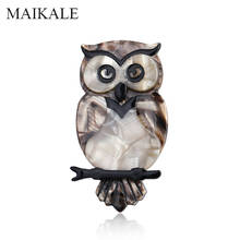 MAIKALE Vintage Acrylic Owl Brooch Pins Bird Brooches for Women Suit Shawl Acetate Resin Animal Broche Kids Bag Accessories Gift 2024 - buy cheap