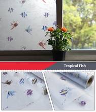 Auto-adesivo filme de janela tropical padrão de peixe proteção de privacidade à prova de explosão decoração de casa à prova de água adesivo de vidro fosco 2024 - compre barato