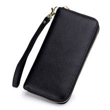 New Cowhide RFID Wallet Ladies Clutch Women  Zipper Wallet Genuine Leather Female Purse Long Women Wallets Purse Coin Pocket 2024 - buy cheap