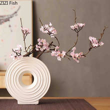 Jarrón de cerámica de rueda redonda, arreglo floral de estilo japonés, decoración moderna para el hogar, adornos decorativos de escritorio, jarrones de porcelana Zen 2024 - compra barato