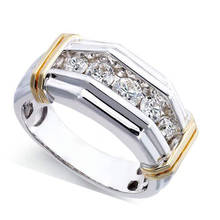 Распродажа, модное двухцветное геометрическое кольцо с белым кристаллом циркония для женщин, ювелирные изделия для помолвки, свадьбы 2024 - купить недорого