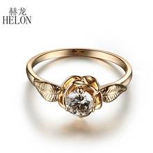 HELON VVS/ DEF Color Moissanite Ring Solid 10K Yellow Gold Round 5mm Lab Grown Moissanite Diamond Engagement Wedding Women Ring 2024 - buy cheap