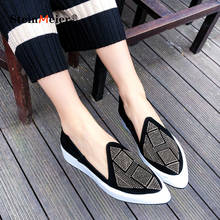 Women Flats Oxford Shoes 2021 Genuine Leather Flat Slip On Platform Loafers Pointed Toe For Woman Brogues Shoes 2024 - buy cheap