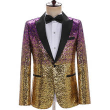 Blazer masculino com lantejoulas gradiente, jaqueta para palco, festa, casamento, traje para homens 2024 - compre barato