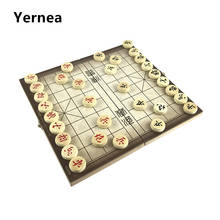 Novo conjunto de jogos de tabuleiro chinês de madeira dobrável, 29.5*27.5*1.3 cm, jogo de xadrez caixa chinês, peças de madeira com berço, presente 2024 - compre barato