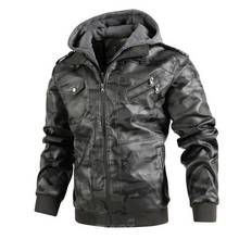 Mens Camouflage Faux Leather Coat Men's PU Jackets Spring Autumn Slim Fit Leather Coat Male Motorcycle Jackets European Size 2024 - buy cheap