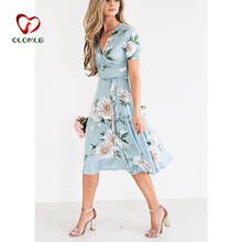 Verão feminino boêmio floral solto império moda vestido de verão casual longo elegante plissado cintura alta feminino vestidos estéticos 2024 - compre barato