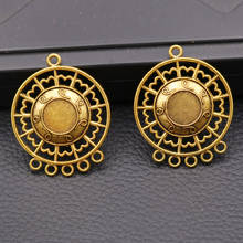 10pcs Antique Gold Tone Hollow Circle Sun Pendant Retro Earring Necklace Porous Connector DIY Handmade Jewelry Findings 37*35mm 2024 - buy cheap