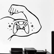Game Gamer Wall Decal Gaming Joystick Joypad Muscle Bicep Games Vinyl Wall Sticker Home Playroom Decoration Accessories C727 2024 - buy cheap
