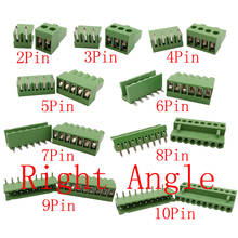5 pares ht3.96 conector de ângulo reto pino reto 3.96mm passo pcb bloco terminal de parafuso soquete tomada conector de fio 2-10 pinos 2024 - compre barato
