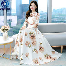 Large Size Long Temperament Dress For Women 2021 New Spring High Waist Thin Long Sleeve Floral Dress Korean Female Vestidos 4XL 2024 - buy cheap