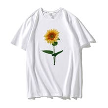 Camisetas de algodón con estampado 3d de girasoles para mujer, ropa de estética de algodón con cuello redondo, ropa de verano 2024 - compra barato